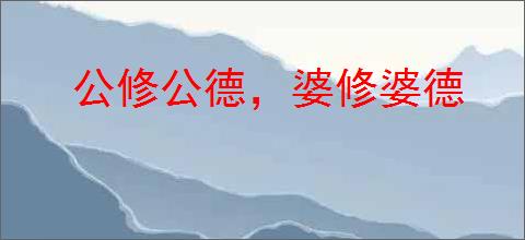 公修公德，婆修婆德